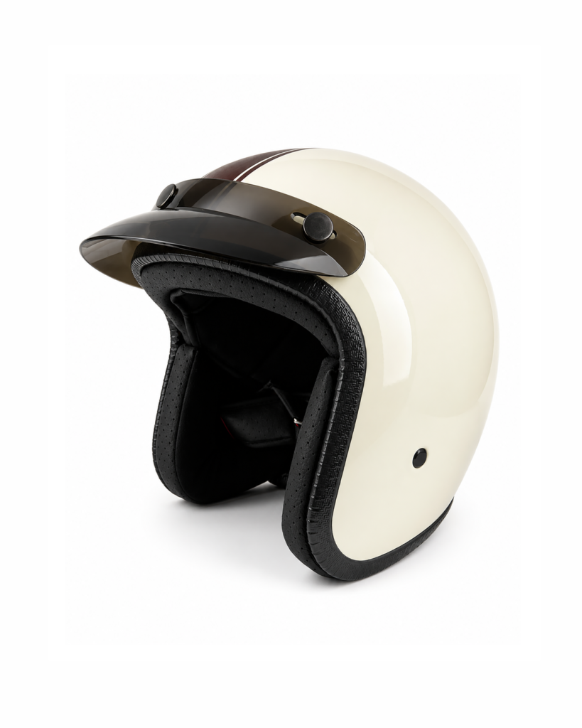 Heritage 3/4 Open-Face Helmet - Milk White Stripe