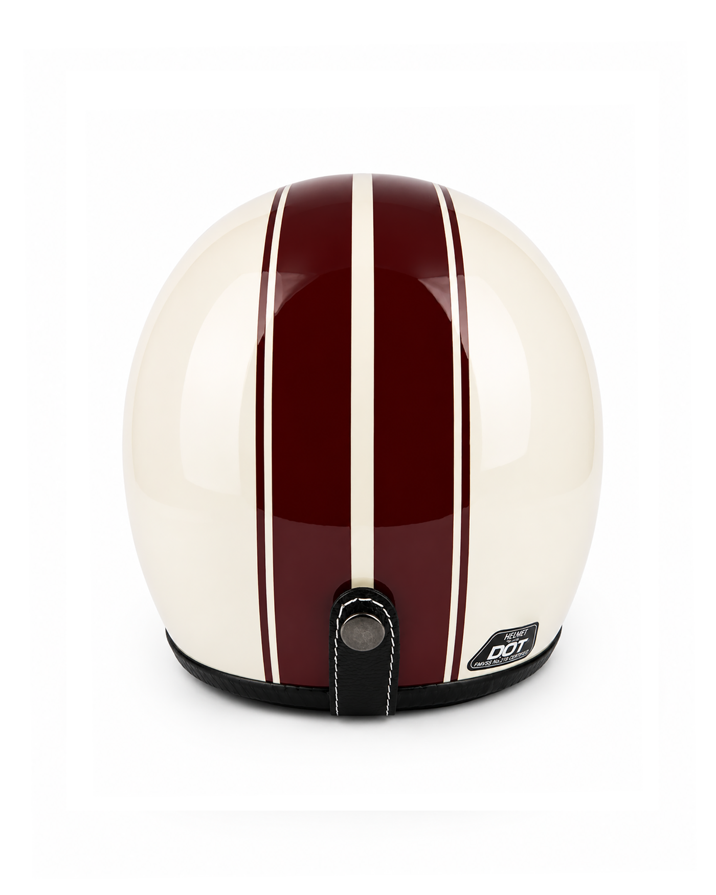 Heritage 3/4 Open-Face Helmet - Milk White Stripe - Image 3