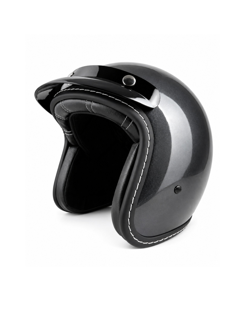 Retro Peak Half Helmet - Glossy Black