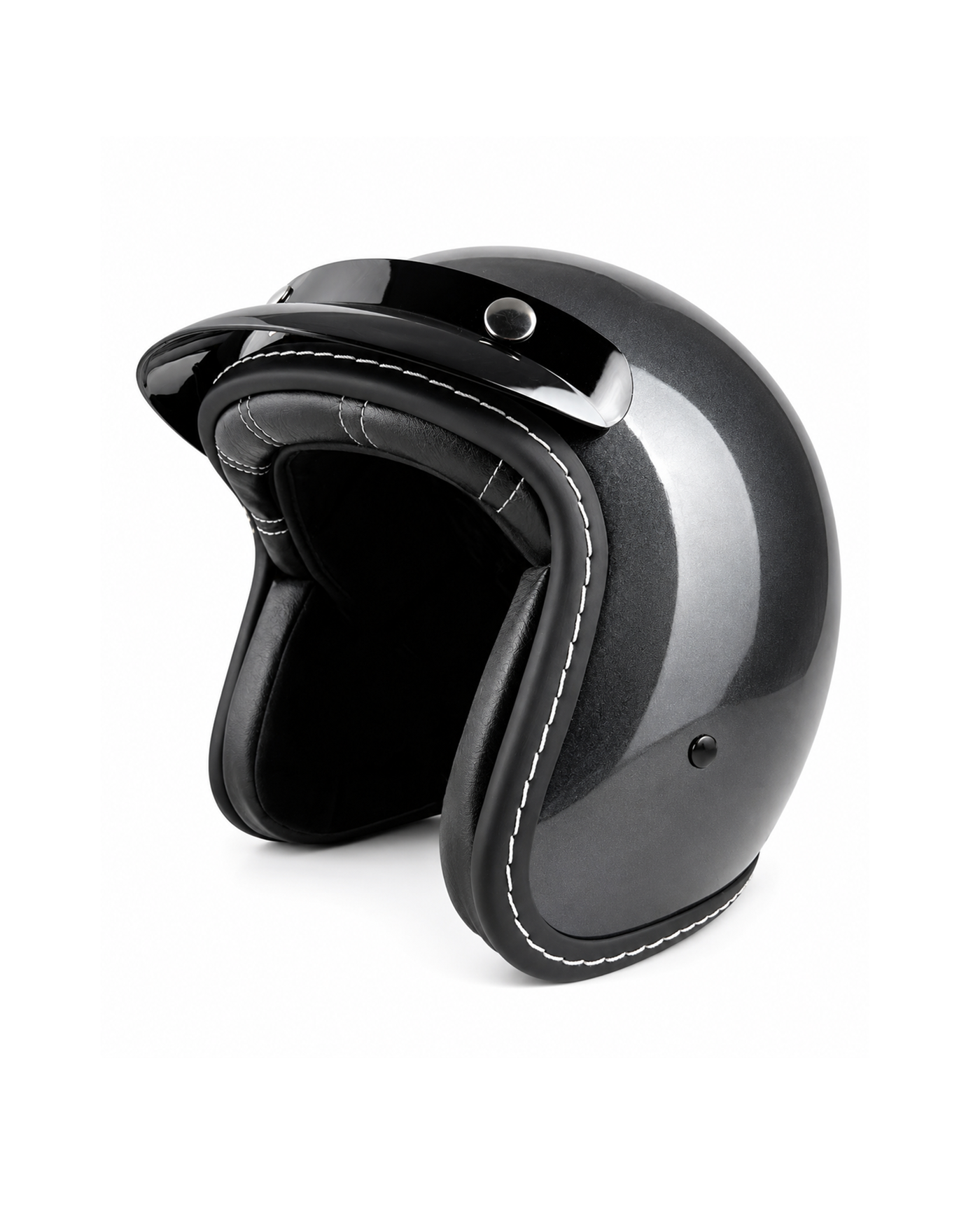 Retro Peak Half Helmet - Glossy Black - Image 1