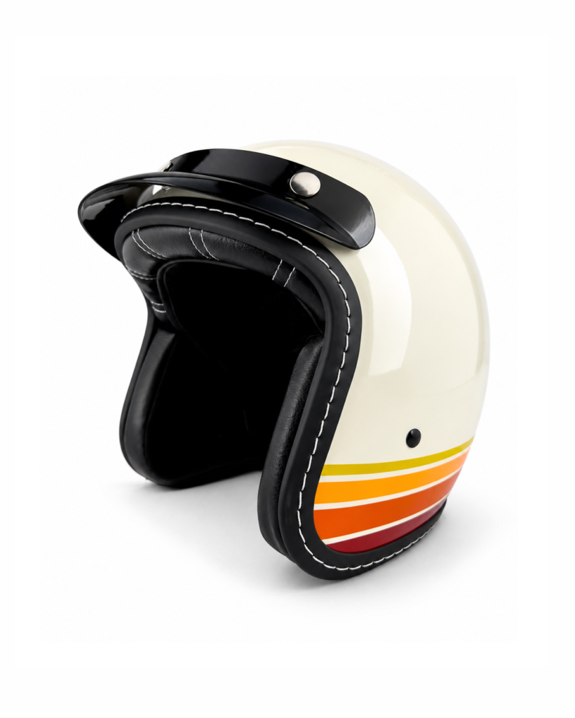 Retro Peak Half Helmet - Ivory White Retro