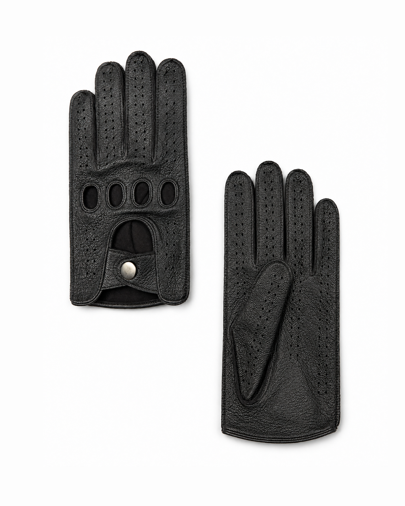 Perforated Riding Gloves - Black - Image 2