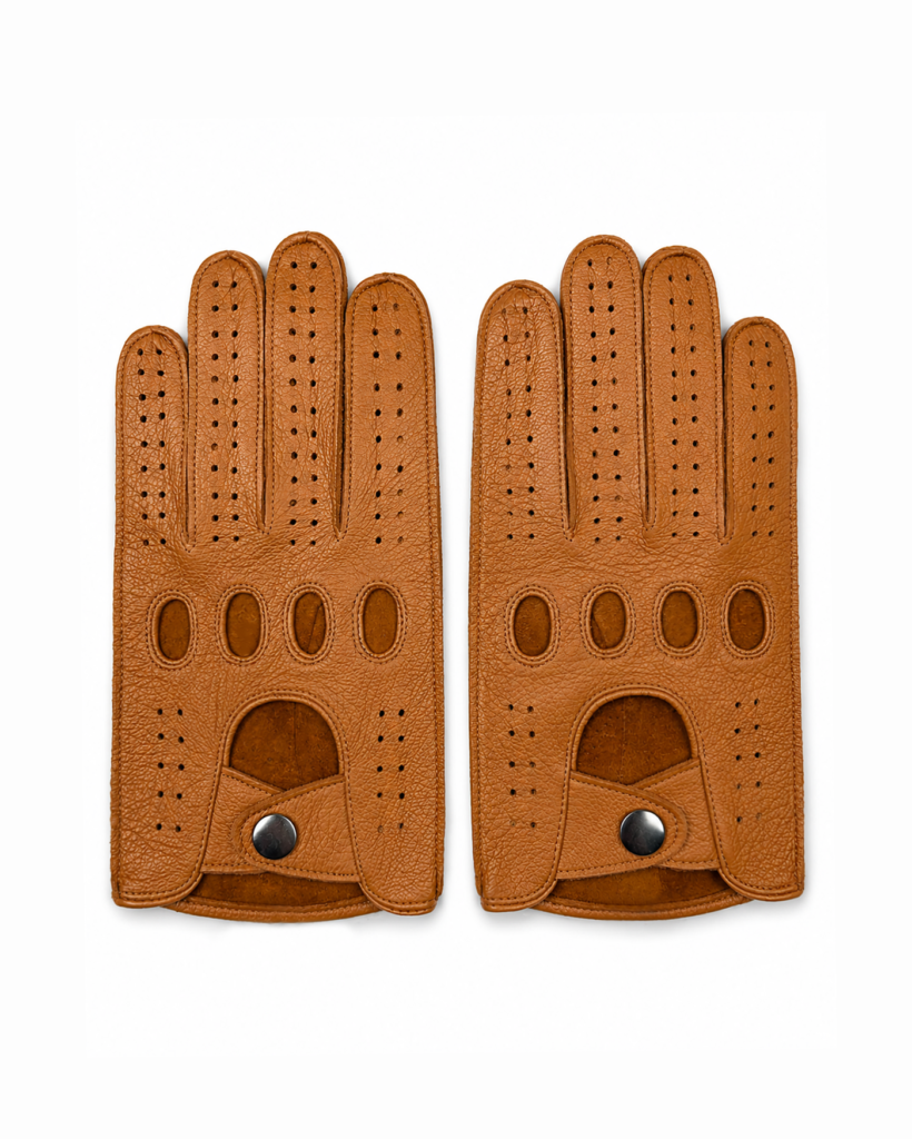 Perforated Riding Gloves - Brown