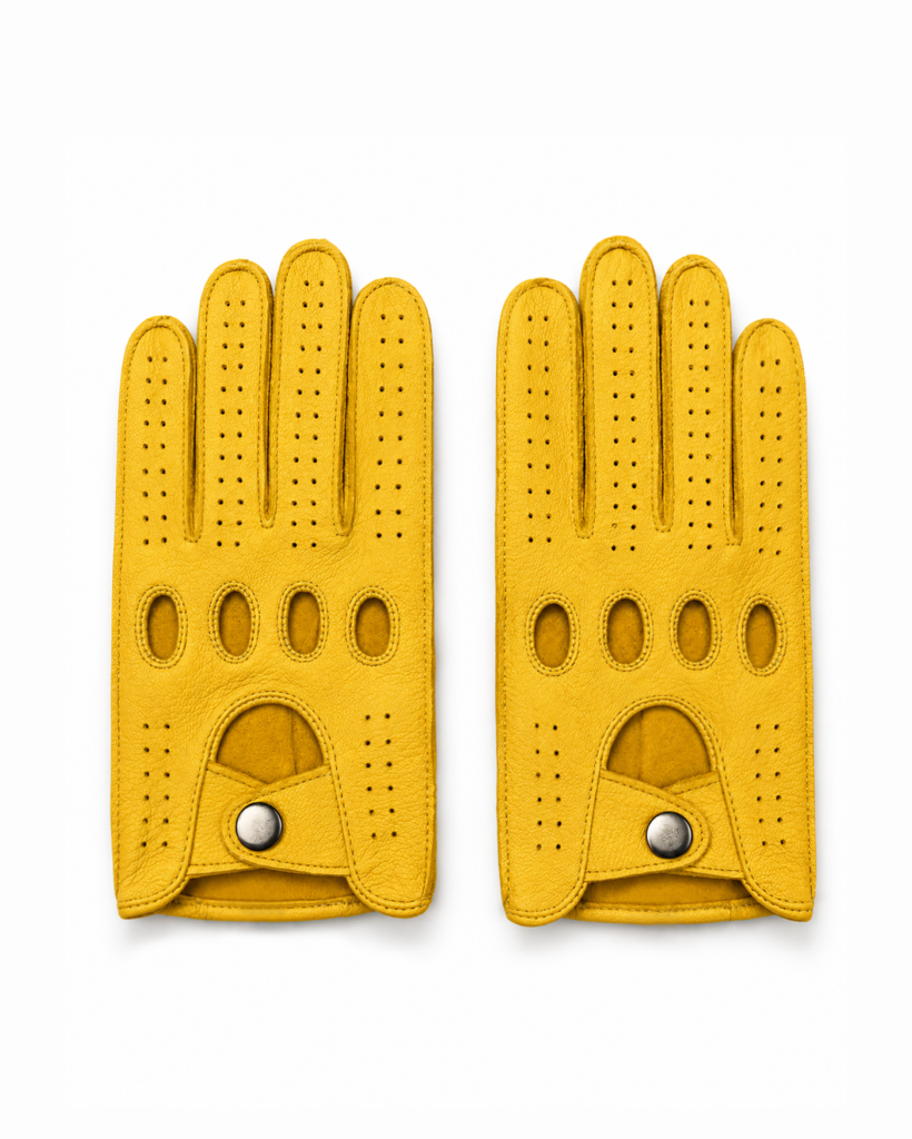 Perforated Riding Gloves - Yellow