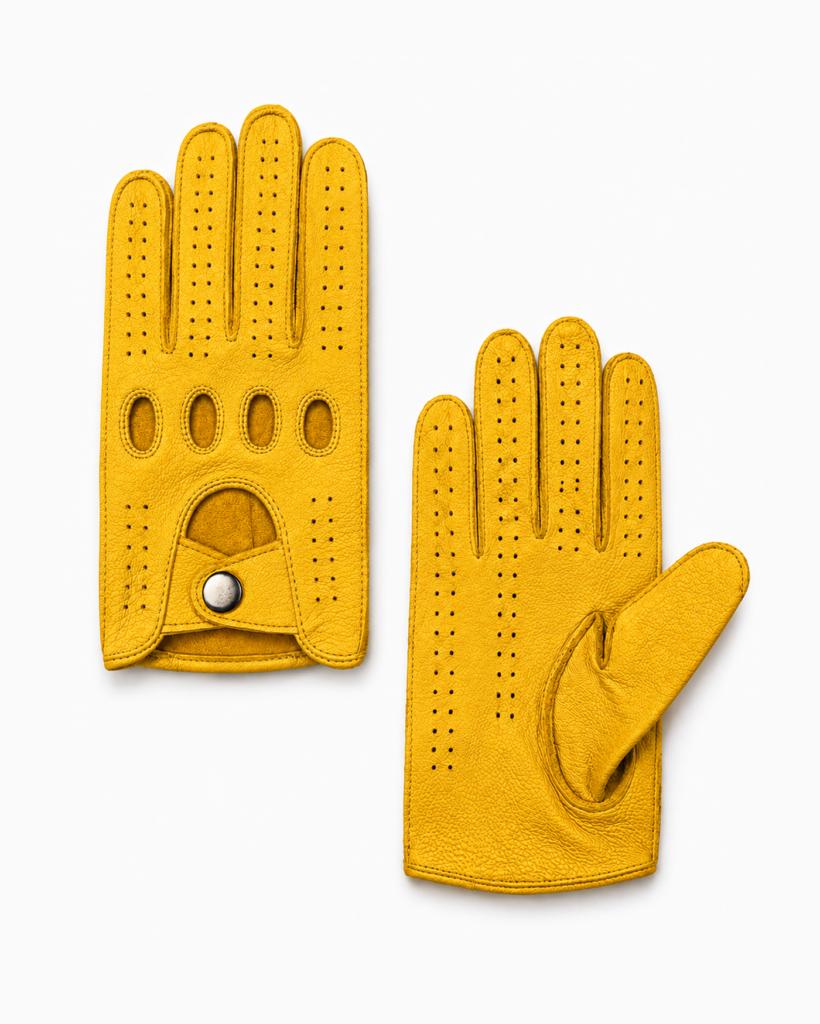 Perforated Riding Gloves - Yellow