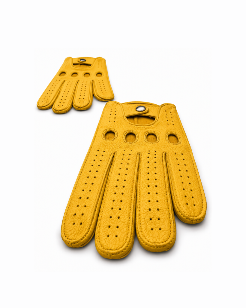 Perforated Riding Gloves - Yellow