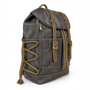 Waxed Finish Backpack - Dark Grey - Image 2