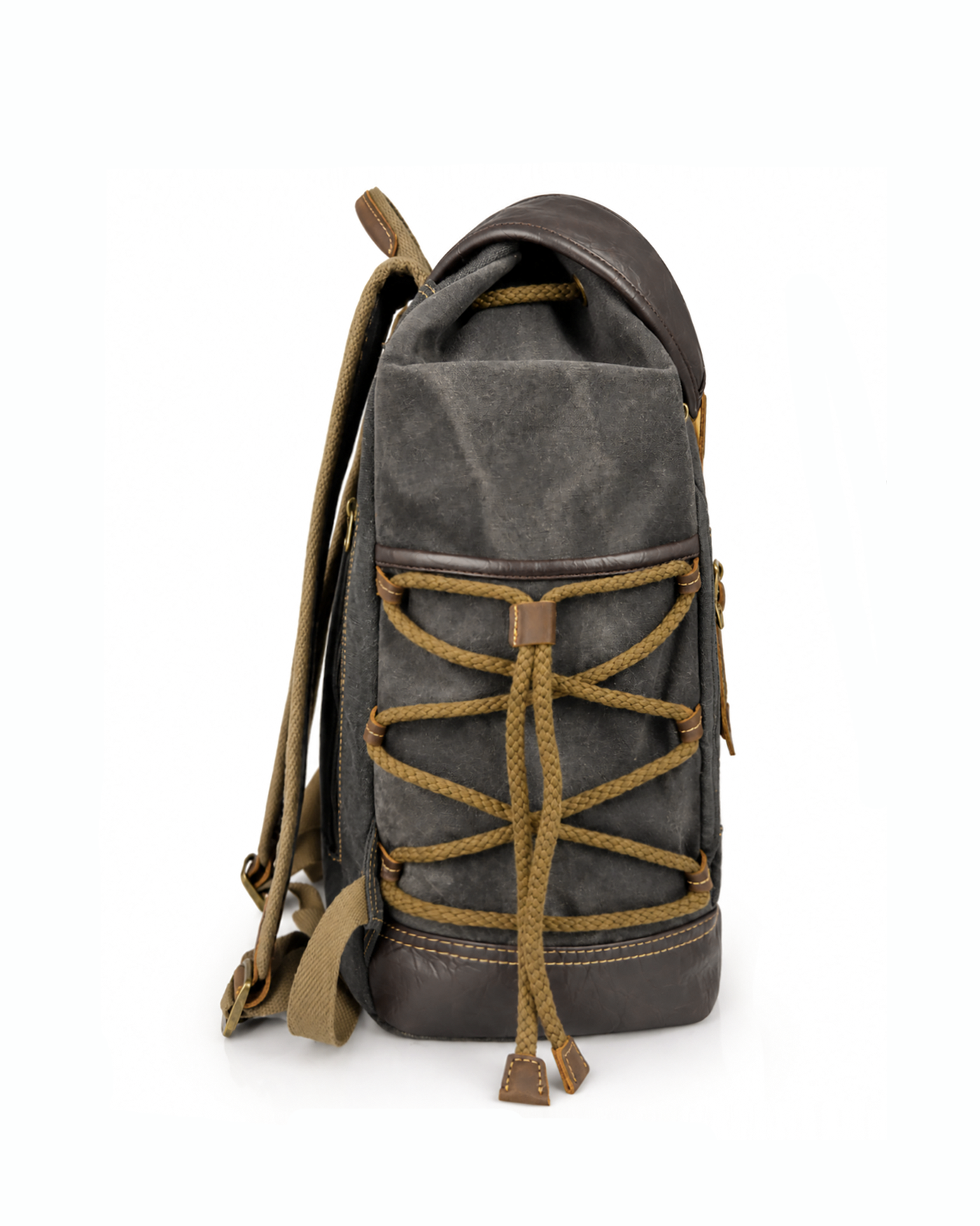 Waxed Finish Backpack - Dark Grey - Image 3