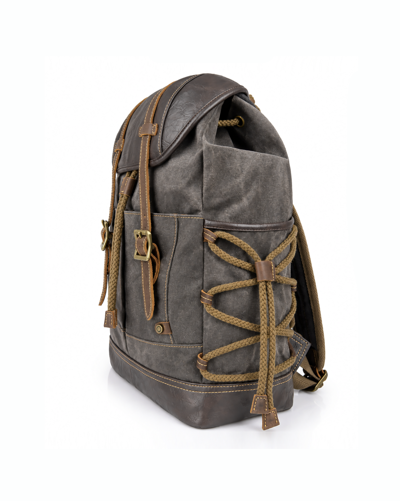 Waxed Finish Backpack - Dark Grey - Image 4