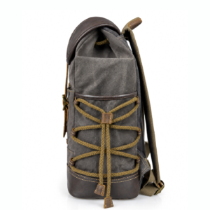 Waxed Finish Backpack - Dark Grey - Image 5