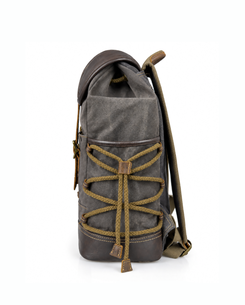 Waxed Finish Backpack - Dark Grey