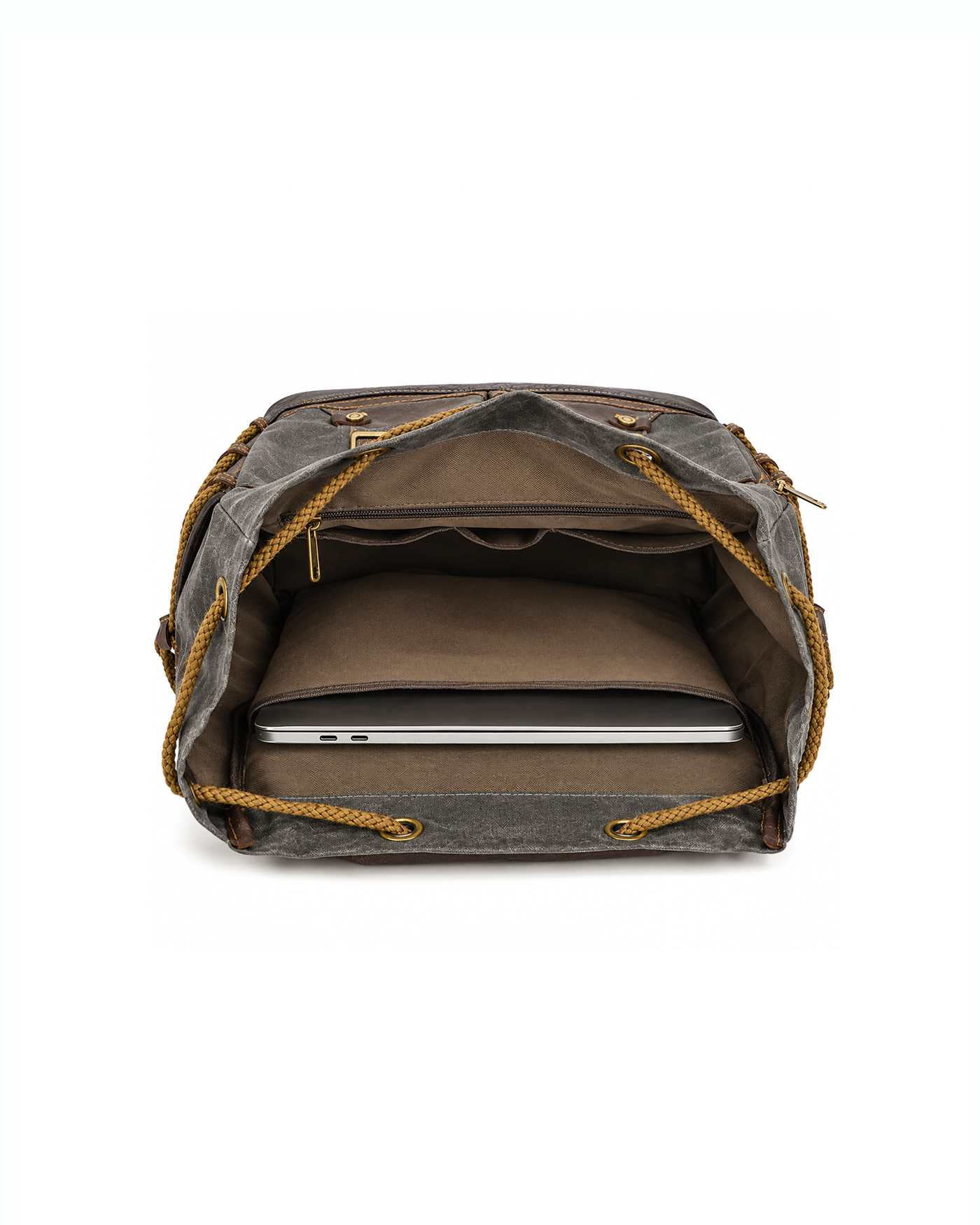 Waxed Finish Backpack - Dark Grey - Image 9
