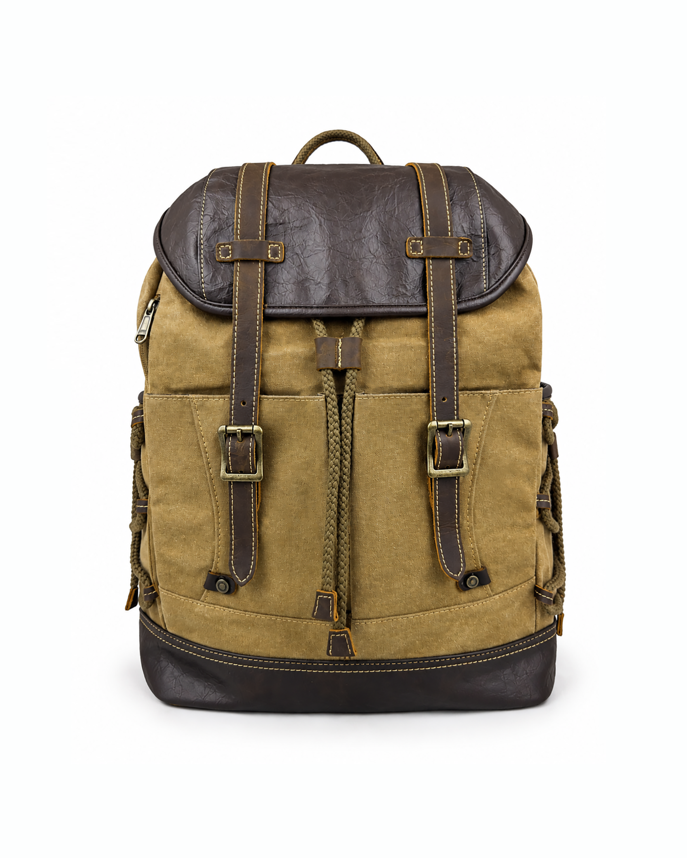 Waxed Finish Backpack - Earthy Brown - Image 1