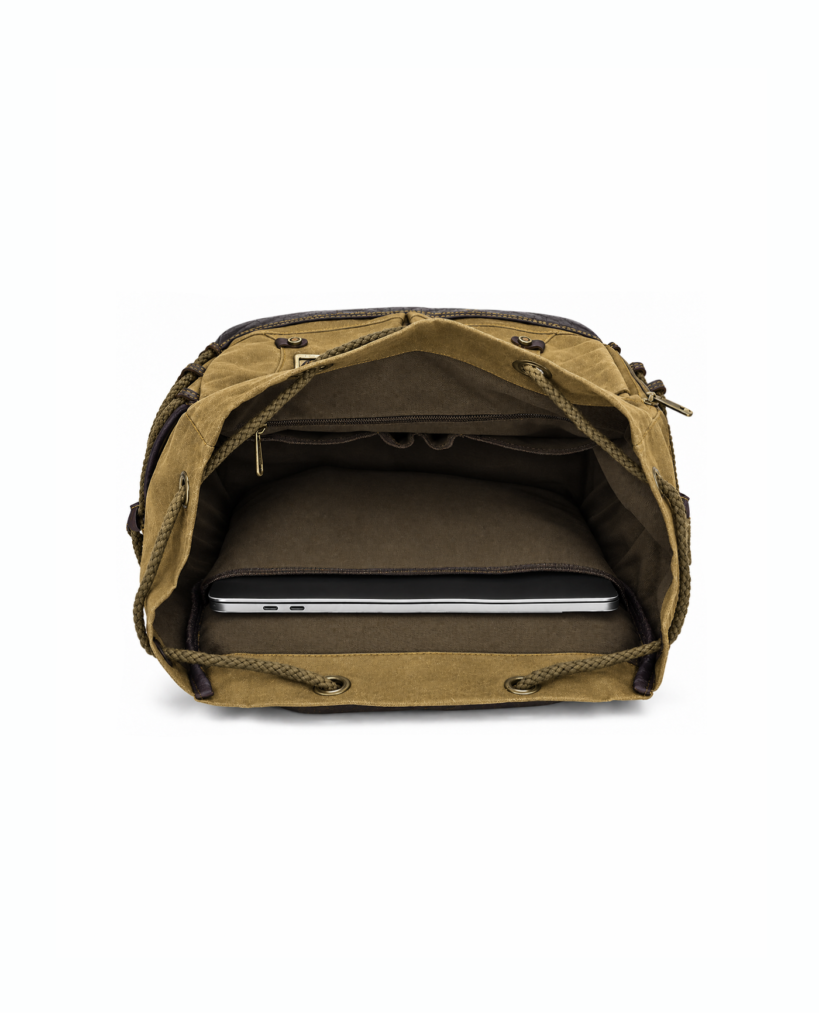 Waxed Finish Backpack - Earthy Brown