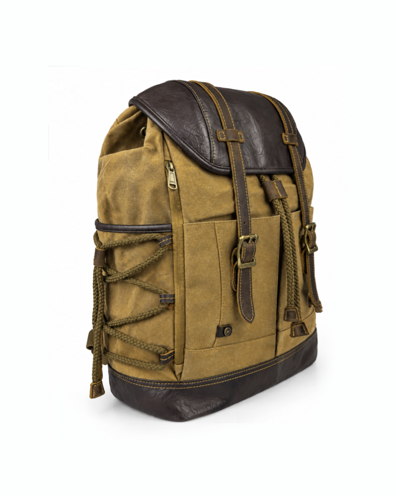 Waxed Finish Backpack - Earthy Brown