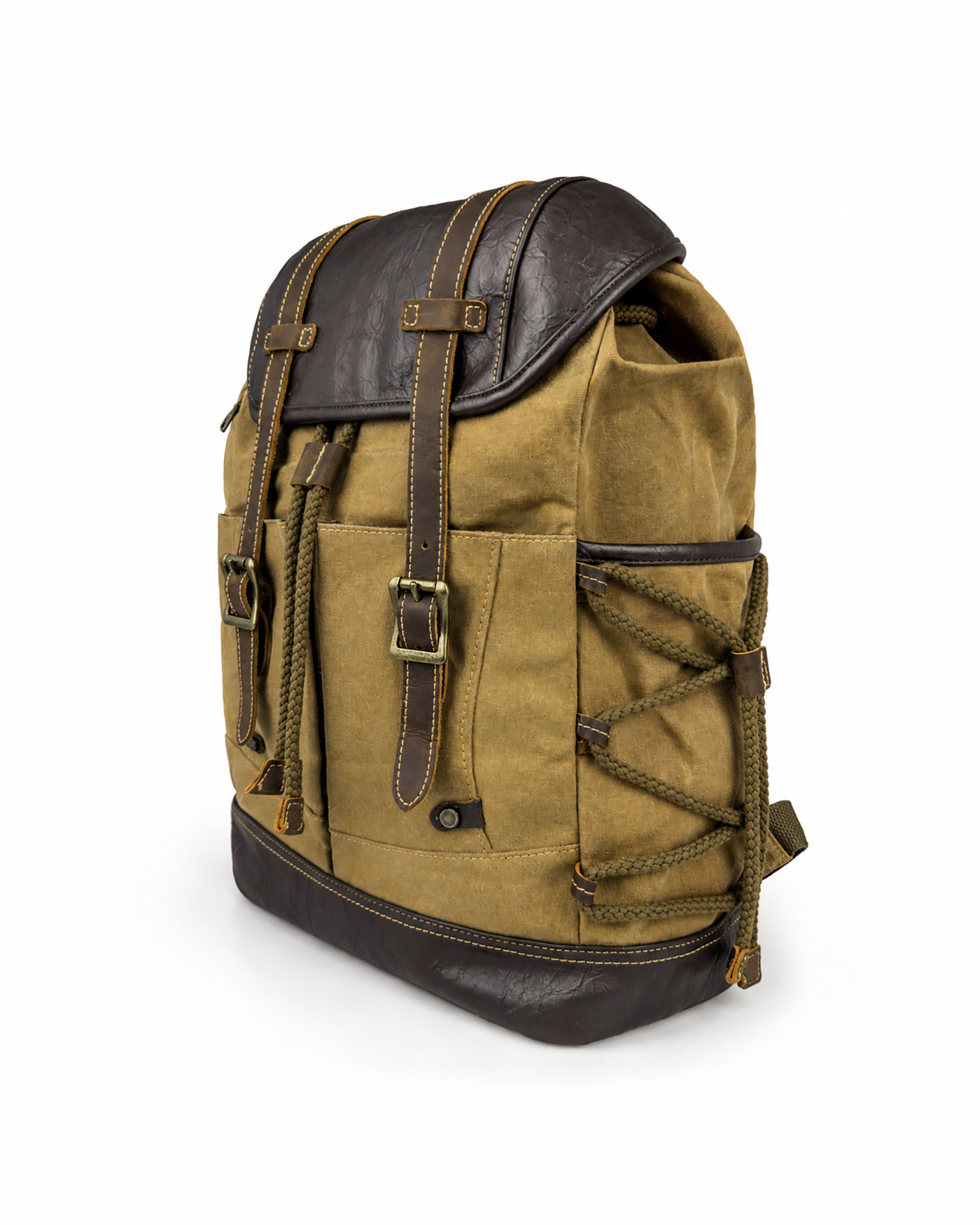 Waxed Finish Backpack - Earthy Brown - Image 4