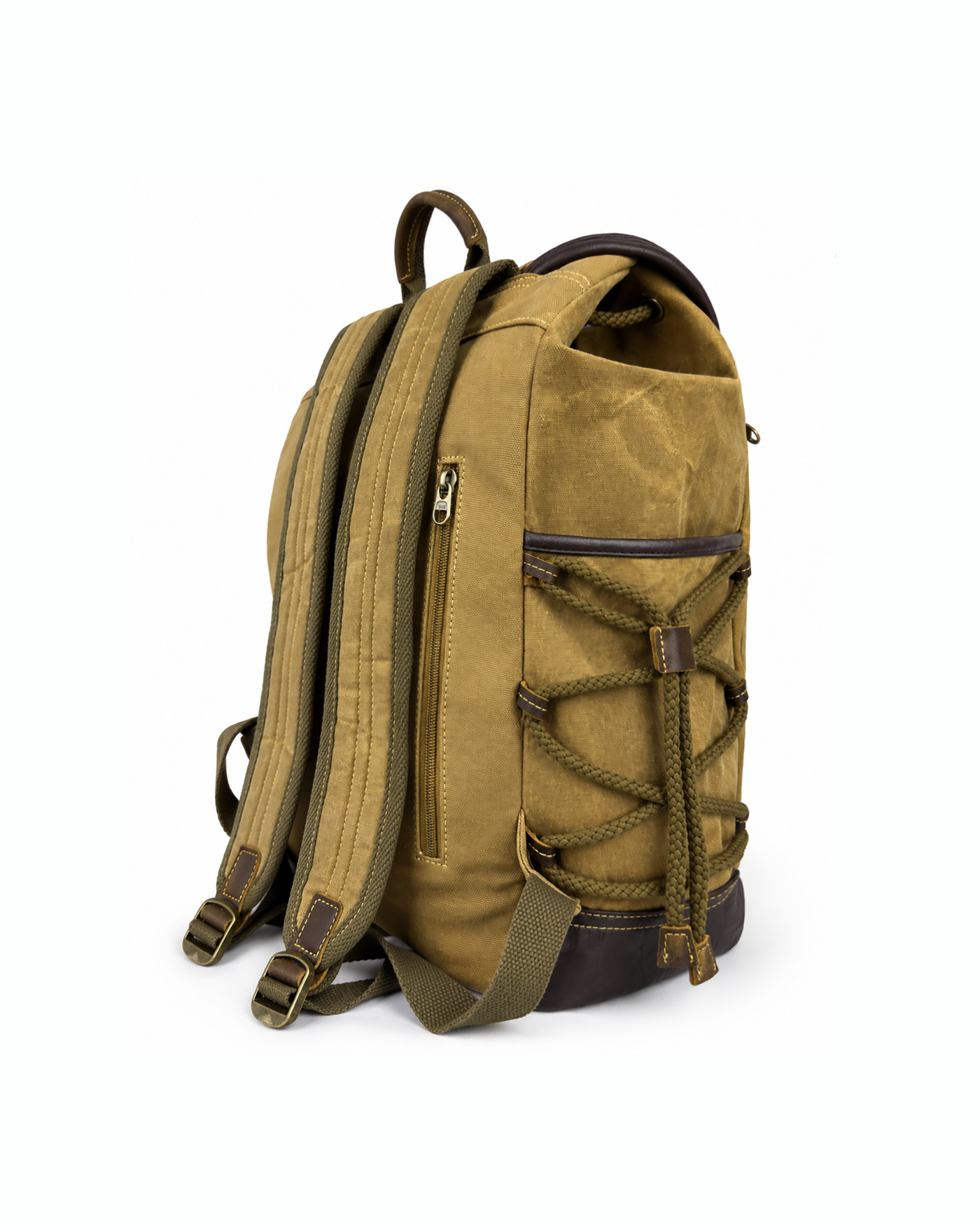 Waxed Finish Backpack - Earthy Brown - Image 6